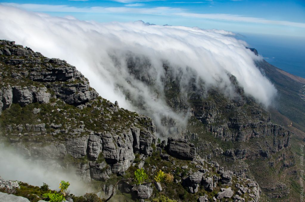 South Africa mountains in fog